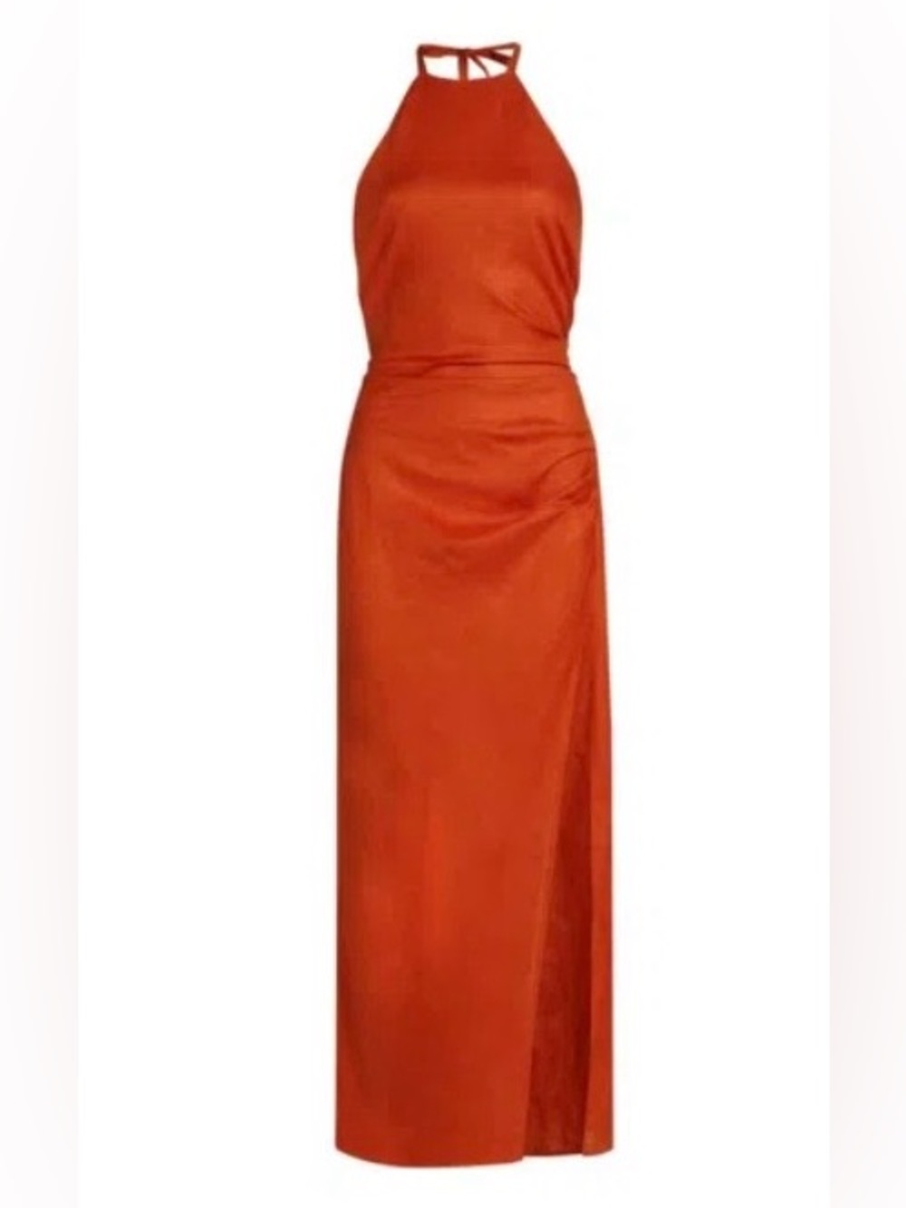 Reformation Sadie Linen Blood Orange Halter Maxi Dress Size 2
